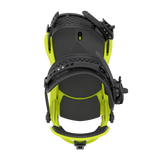 Union Force Snowboard Binding - A black snowboard binding with a neon green baseplate and straps.