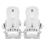 Union Force Snowboard Binding - White snowboard bindings with black buckles and straps.