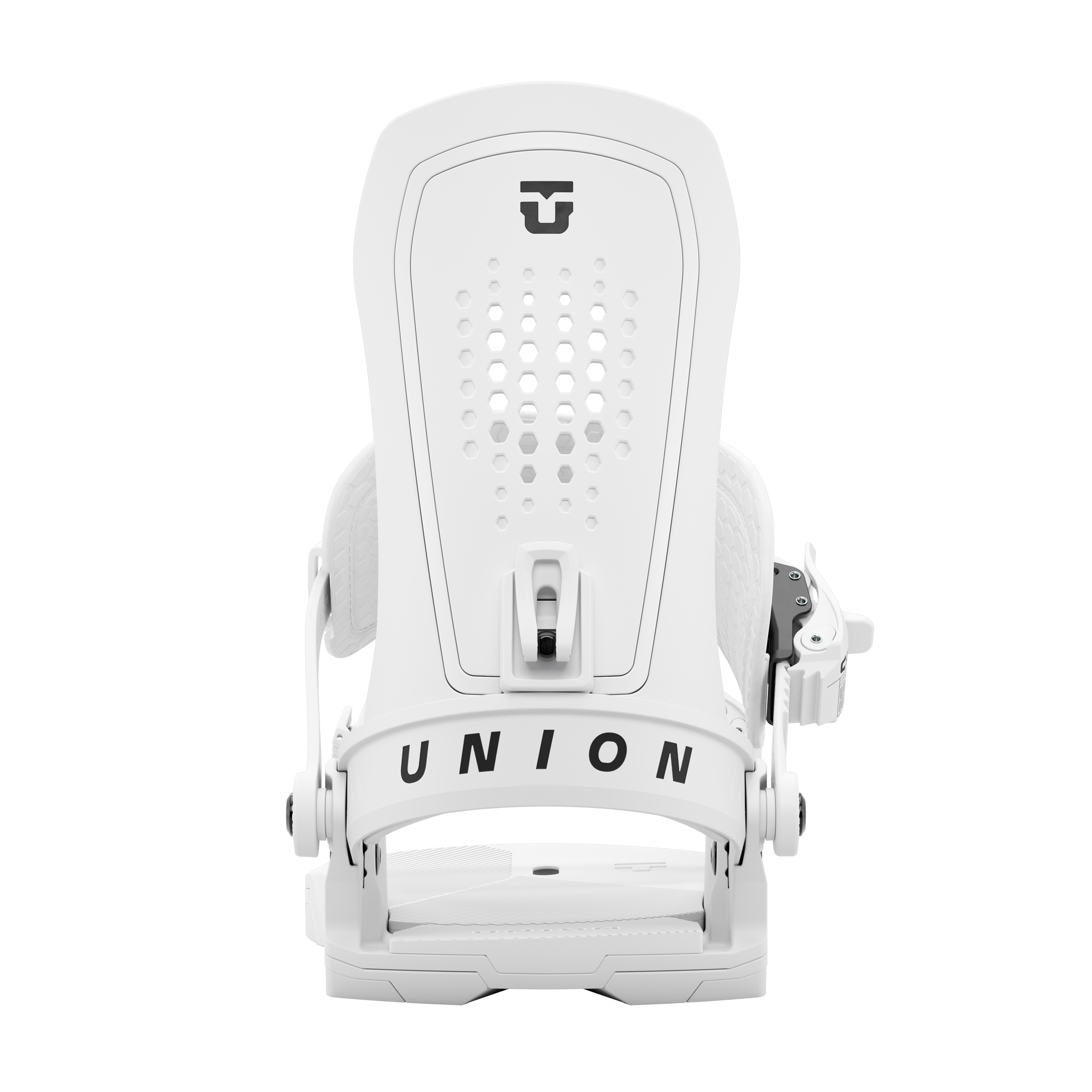 Union Force Snowboard Binding - White snowboard bindings with black buckles and straps.