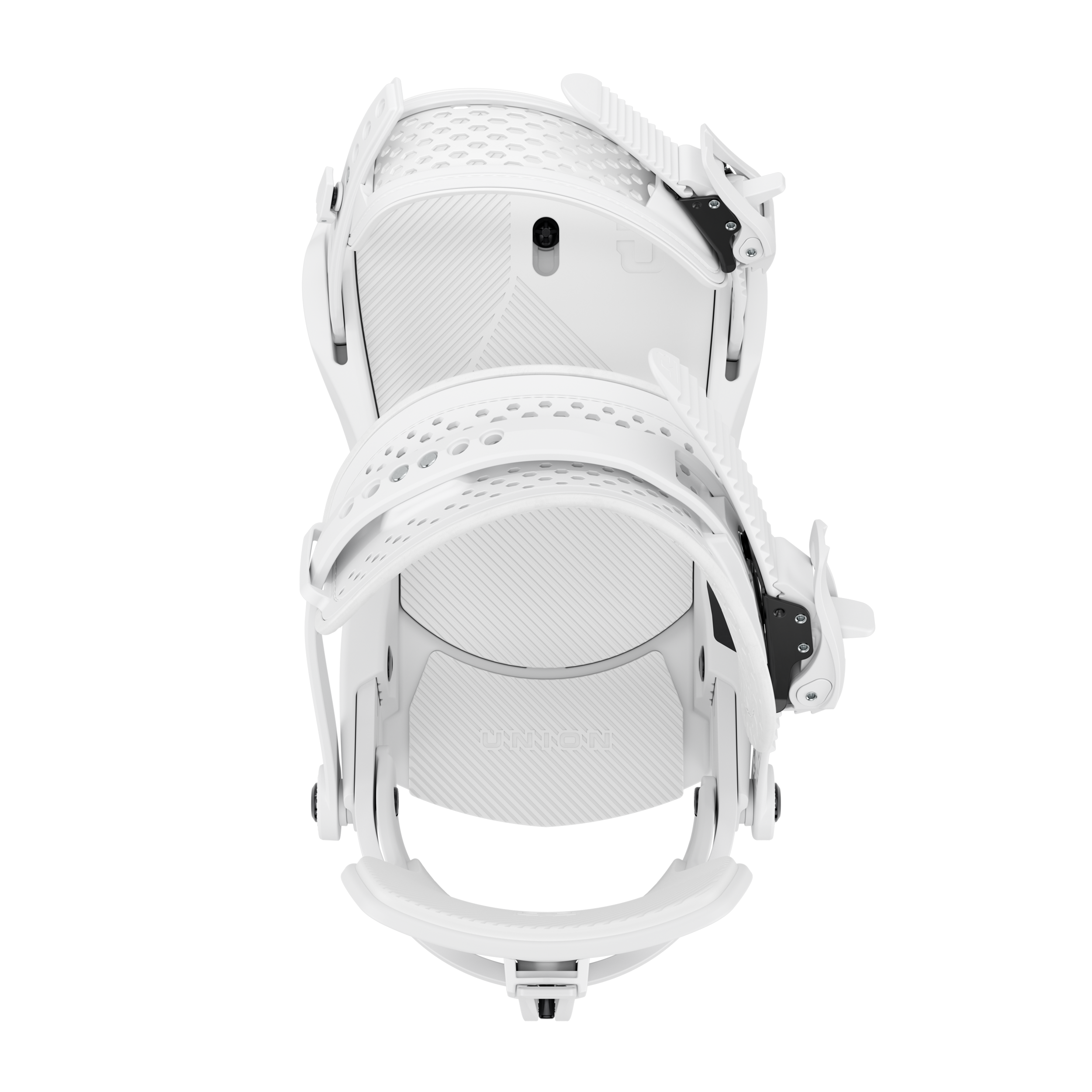 Union Force Snowboard Binding - White snowboard bindings with black buckles and straps.