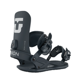Union Women's Legacy Snowboard Binding - A black snowboard binding with a white logo on top, featuring a strap and buckle.