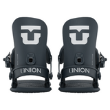 Union Women's Legacy Snowboard Binding 2026 - A black snowboard binding with a white logo on top and a circular hole in the middle.