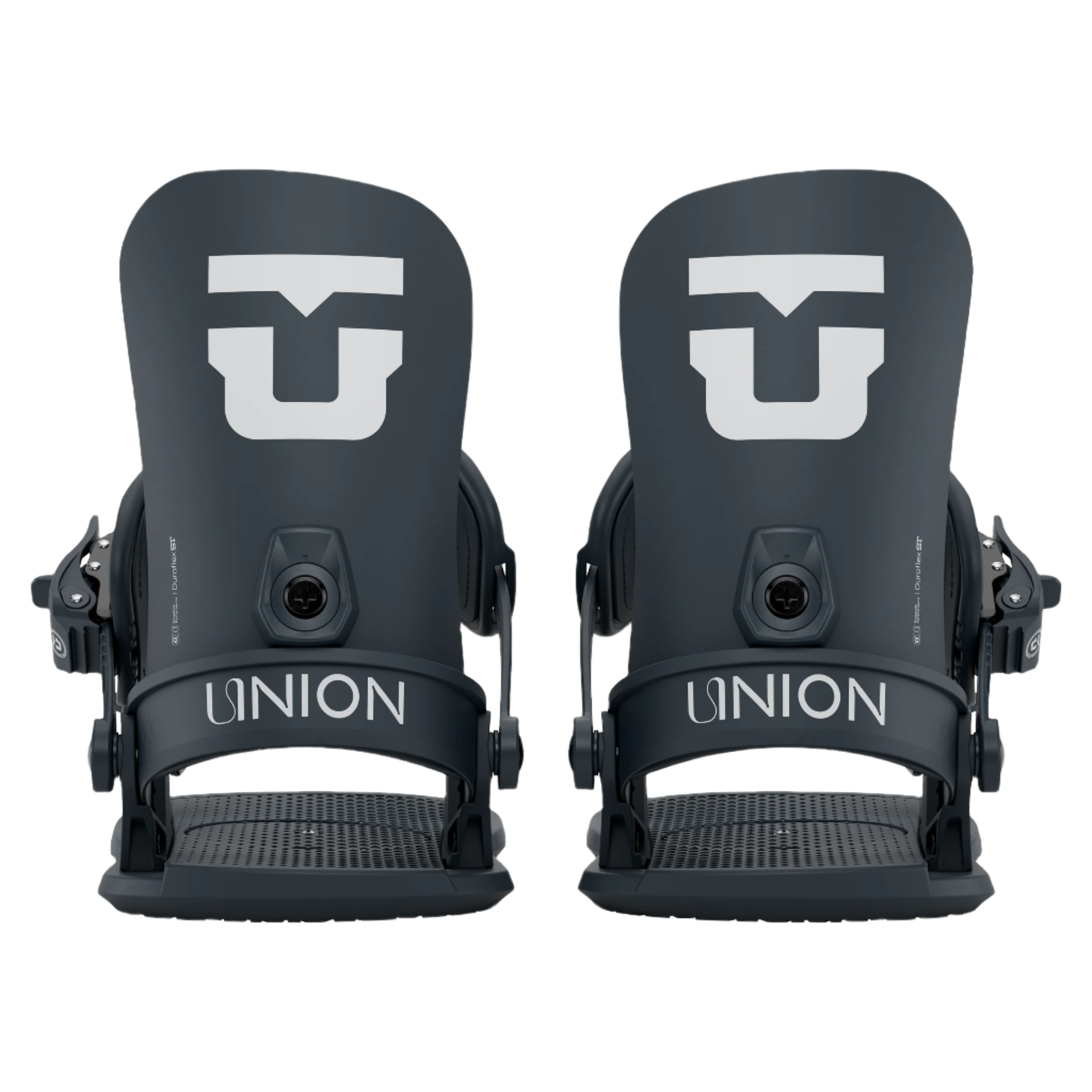 Union Women's Legacy Snowboard Binding 2026 - A black snowboard binding with a white logo on top and a circular hole in the middle.