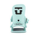 Union Women's Legacy Snowboard Binding - A light blue snowboard binding with a large black "U" logo on top and a small circular hole in the middle.