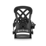 Union Women's Rosa Snowboard Binding - A black snowboard binding with a geometric diamond pattern on its baseplate and straps.