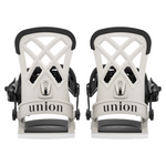 Union Women's Rosa Snowboard Binding - A white snowboard binding with a geometric pattern on top and black buckles.