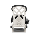Union Women's Rosa Snowboard Binding - A white snowboard binding with a geometric pattern on top and black straps.