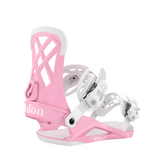 Union Women's Rosa Snowboard Binding - A pink snowboard binding with a geometric pattern on the strap and a white buckle.