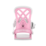 Union Women's Rosa Snowboard Binding - A pink snowboard binding with a geometric pattern on the baseplate and straps.