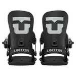 Union Strata Snowboard Bindings 2026 - Black bindings with a large gray "U" logo on top of each boot area.