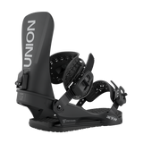 Union STR Snowboard Bindings - Black bindings with white lettering on top strap and logo on bottom strap.