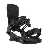 Union STR Snowboard Bindings - Black snowboard bindings with a geometric pattern on the straps and buckles.