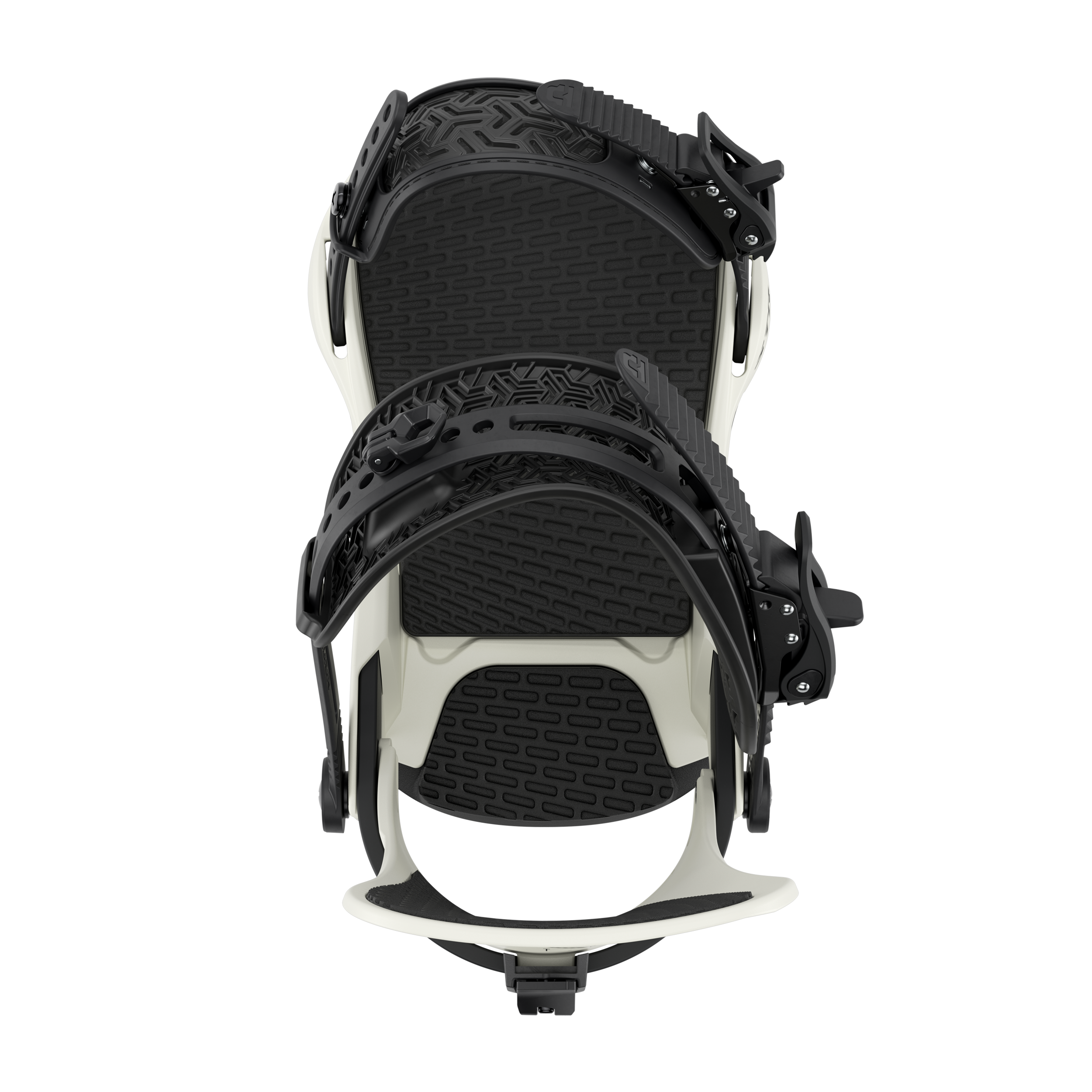 Union STR Snowboard Bindings 2026 - A pair of black snowboard bindings with a textured pattern on the straps and buckles.