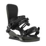 Union STR Snowboard Bindings - Black bindings with silver buckles and straps.