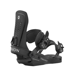 Union Women's Trilogy Snowboard Binding - A black snowboard binding with a white logo on top and a textured strap.
