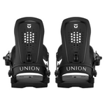 Union Women's Trilogy Snowboard Binding - Black snowboard bindings with white logo on top of buckles and straps.