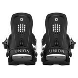 Union Women's Trilogy Snowboard Binding - Black snowboard bindings with white logo on top of buckles and straps.