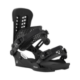 Union Women's Trilogy Classic Snowboard Binding - A black snowboard binding with a textured strap and a white logo on the side.