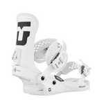 Union Women's Trilogy Classic Snowboard Binding - A white snowboard binding with a black logo on the strap and a black buckle.