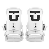 Union Women's Trilogy Classic Snowboard Binding - A white snowboard binding with a large black "U" logo on top and a small black "U" logo at the bottom.