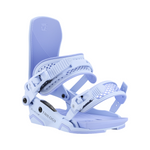 Union Women's Trilogy Snowboard Binding - A light blue snowboard binding with a textured strap and a black logo on the side.