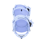 Union Women's Trilogy Snowboard Binding - A light blue snowboard binding with a textured pattern on the baseplate and straps, viewed from above.