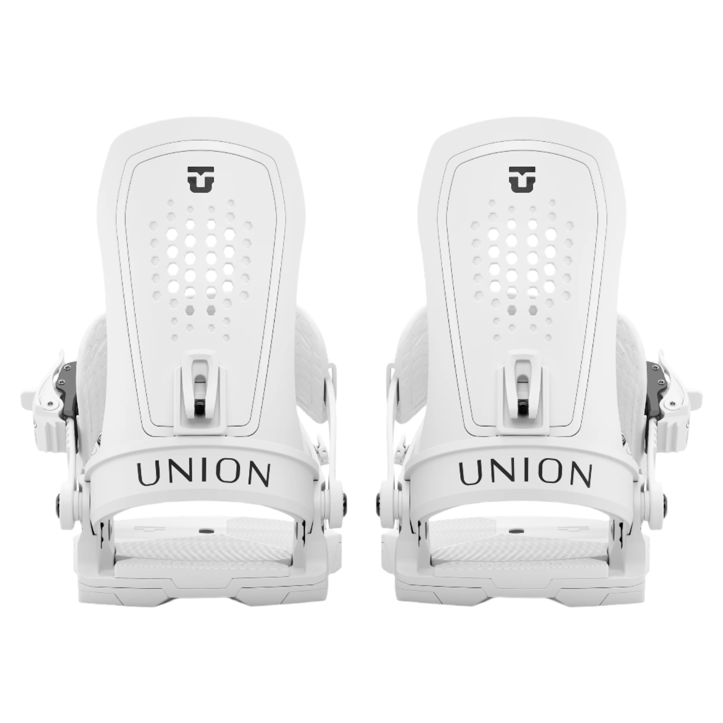 Union Women's Trilogy Snowboard Binding - A white snowboard binding with a black logo on top and a textured strap.