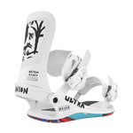 Union Ultra Snowboard Bindings 2026 - White bindings with black straps and buckles, featuring a minimalist design on a solid white baseplate.