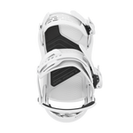 Union Ultra Snowboard Bindings - White snowboard bindings with black straps and buckles.