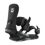 Union Ultra Snowboard Bindings 2026 - Black bindings with white lettering and logos on a light gray background.