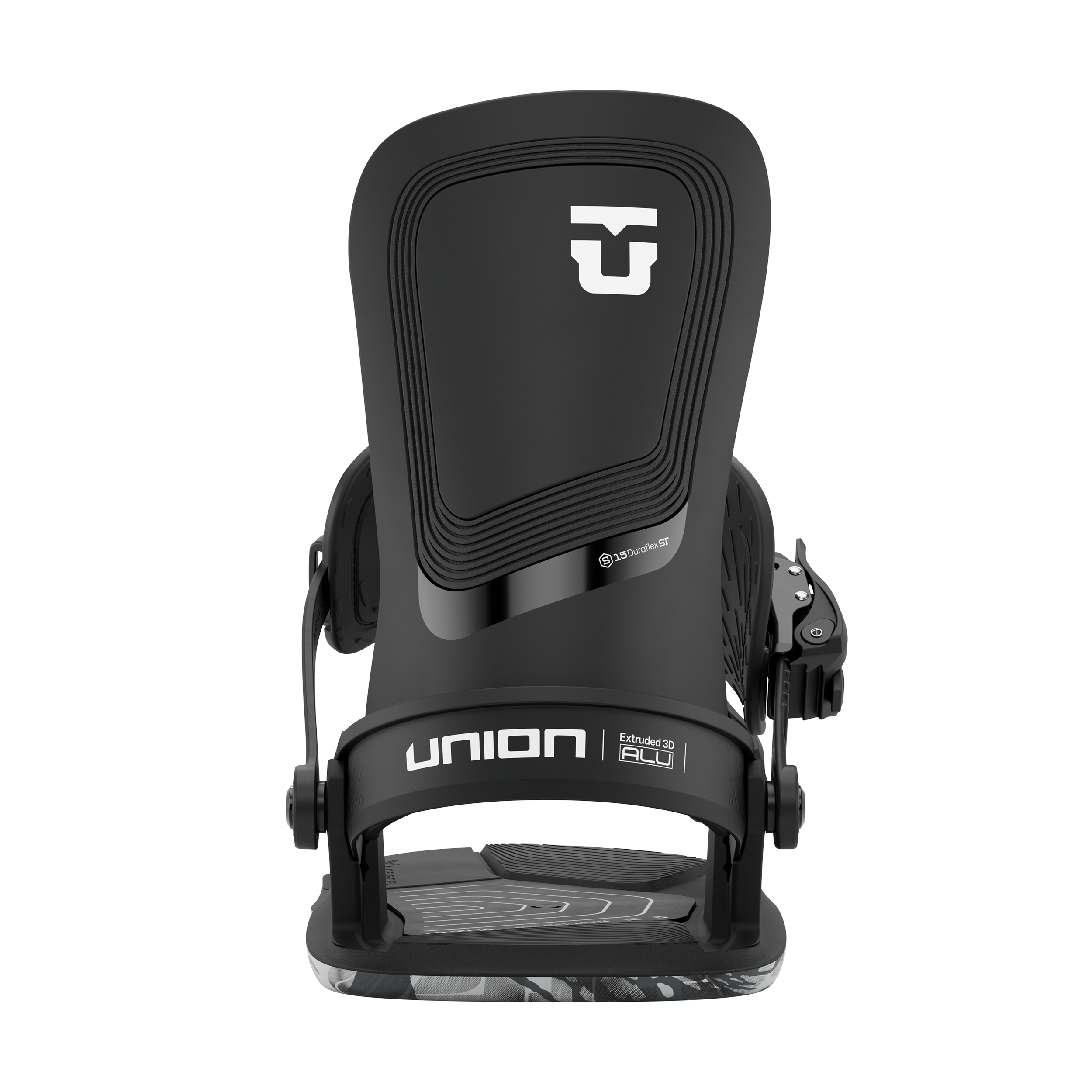 Union Ultra Snowboard Bindings 2026 - Black bindings with white logo on top plate and silver screws.
