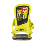 Union Ultra Snowboard Bindings 2026 - A pair of yellow snowboard bindings with a black base and red accents on the straps.