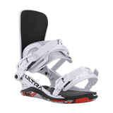 Union Ultra Snowboard Bindings - White bindings with black straps on a white background.