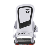 Union Ultra Snowboard Bindings 2026 - A pair of white snowboard bindings with black straps and buckles, featuring a sleek design on a solid white background.