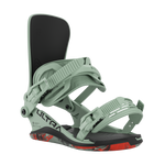 Union Ultra Snowboard Bindings 2026 - A pair of sage green snowboard bindings with black straps and buckles, featuring a sleek design on a solid white background.