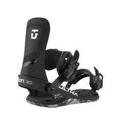 Union Women's Ultra Snowboard Binding - Black snowboard binding with white lettering and logo on top strap.