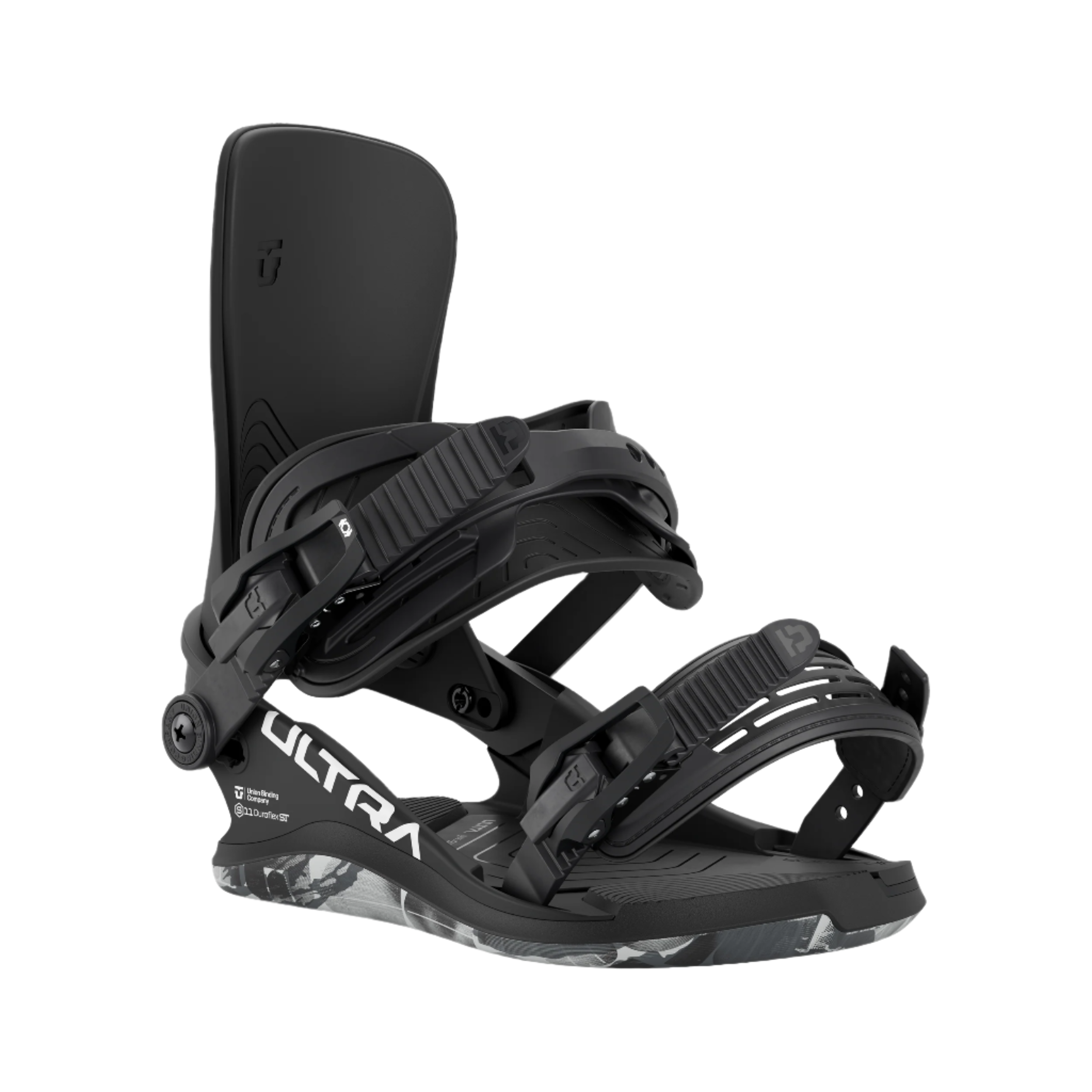 Union Women's Ultra Snowboard Binding - Black snowboard binding with white lettering and a black strap.