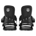 Union Women's Ultra Snowboard Binding - Black snowboard bindings with white logo on top strap and silver screws.