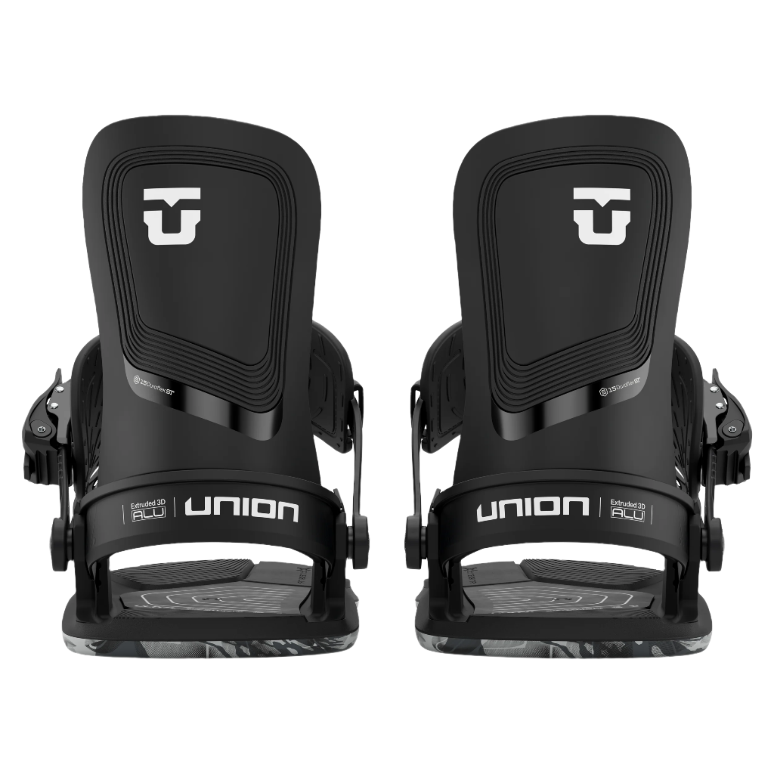 Union Women's Ultra Snowboard Binding - Black snowboard bindings with white logo on top strap and silver screws.
