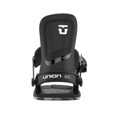 Union Women's Ultra Snowboard Binding - A black snowboard binding with a white logo on top and a clear plastic base plate.