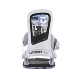 Union Women's Ultra Snowboard Binding - A white snowboard binding with a black strap and silver screws.