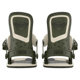 Union Women's Ultra Snowboard Binding - A dark green snowboard binding with a white logo on top and a black strap.