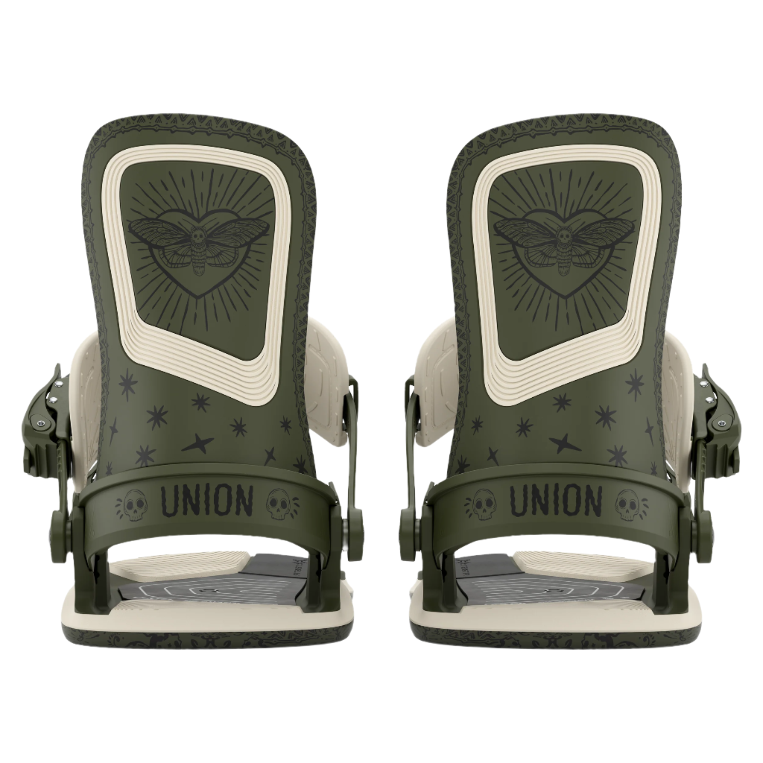 Union Women's Ultra Snowboard Binding - A dark green snowboard binding with a white logo on top and a black strap.