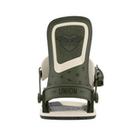 Union Women's Ultra Snowboard Binding - A dark green snowboard binding with a white border around the top and a black moth design in the center.