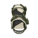 Union Women's Ultra Snowboard Binding - A dark green snowboard binding with a black base plate and white accents, featuring a distinctive "ULTRA" logo on the top strap.