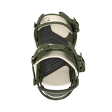 Union Women's Ultra Snowboard Binding - A dark green snowboard binding with a black base plate and white accents, featuring a distinctive "ULTRA" logo on the top strap.