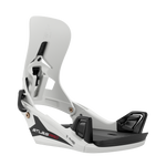 Men's Step On snowboard binding in light color with black straps and foot platform