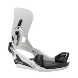 Men's Step On snowboard binding in light color with black straps and foot platform