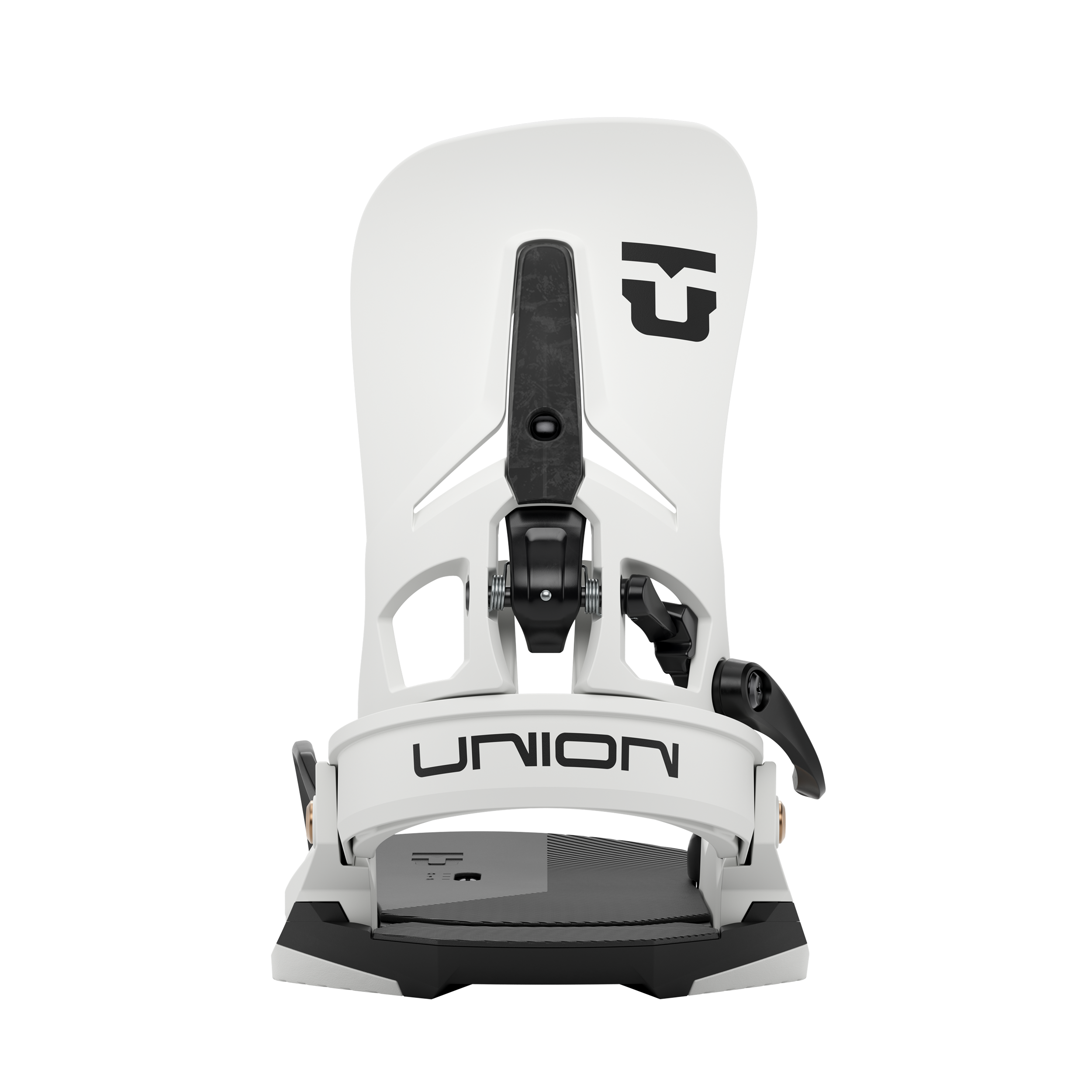 Men's Step On snowboard binding front view with high back and black base details