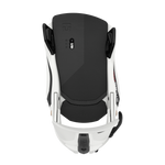 Men's Step On snowboard binding back view with dark high back and textured strap cover